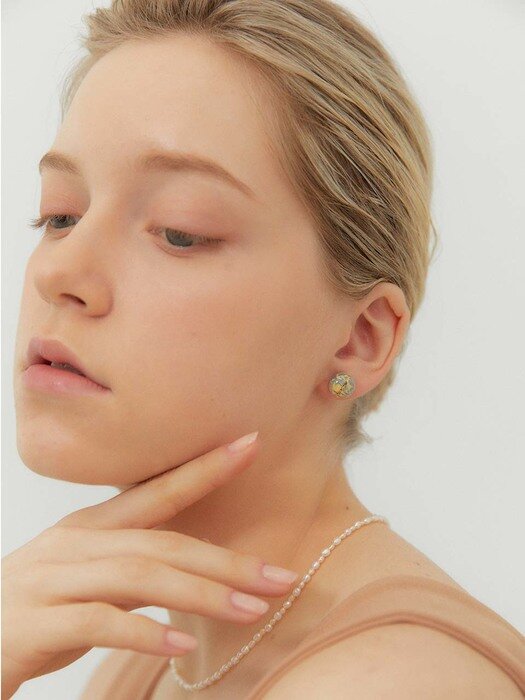 2021 Pantone Daily Round Marbling earring (YG)