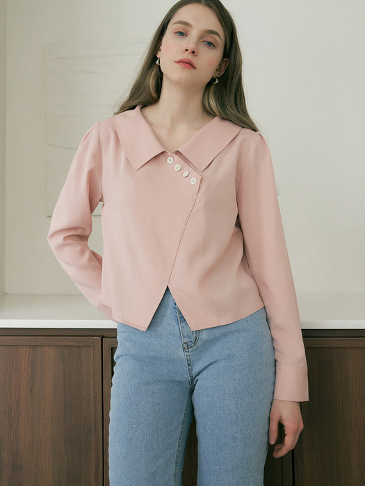 monts 1257 point stitch cropped shirt (pink)