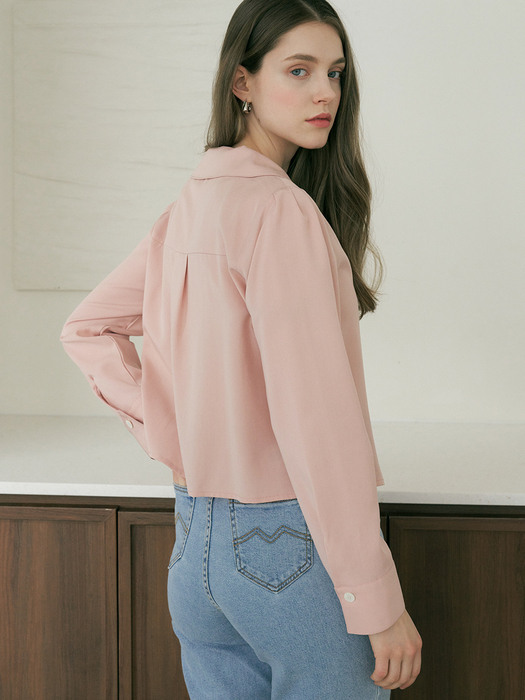 monts 1257 point stitch cropped shirt (pink)