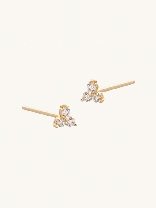 14k gold mini CZ blossom earrings (14k 골드) a03