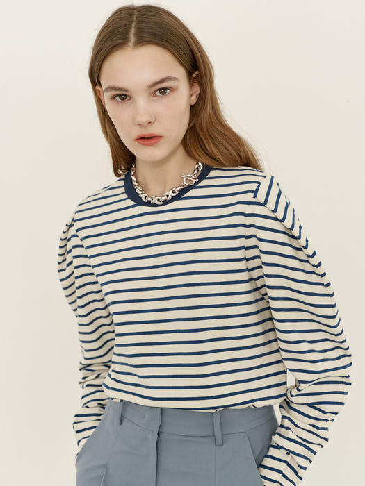 [N]YONGNUNI Long sleeve stripe T-shirt (Blue)