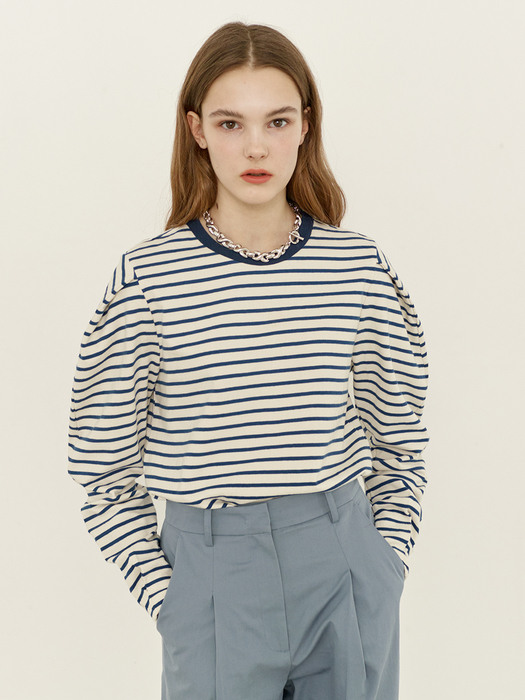 YONGNUNI Long sleeve stripe T-shirt (Blue)