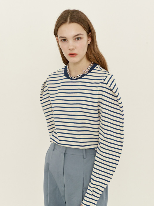 [N]YONGNUNI Long sleeve stripe T-shirt (Blue)