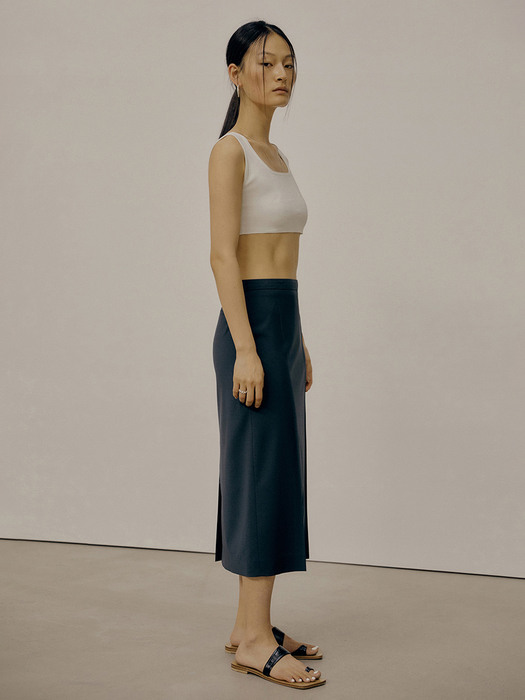 21SS SLIM LINE SKIRT - BLUE GREEN