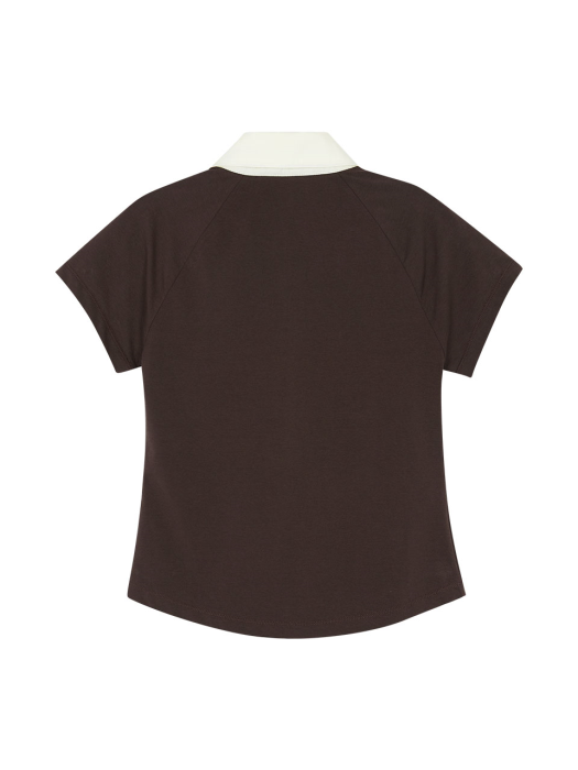 Coloring Neck Collar Jersey Shirt in Brown VW1ME062-93