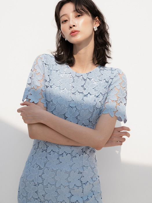 DUL SHORT SLEEVE LACE OPS SKY BLUE