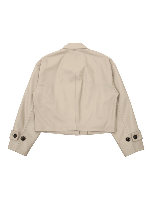 LAMBSKIN SHORT LEATHER JACKET (IVORY)