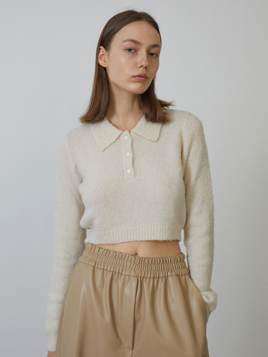 Boucle Polo Sweater Beige