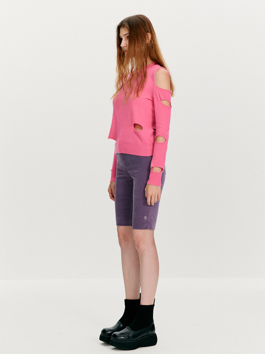ASYMMETRIC CUT-OUT SWEATER, PINK