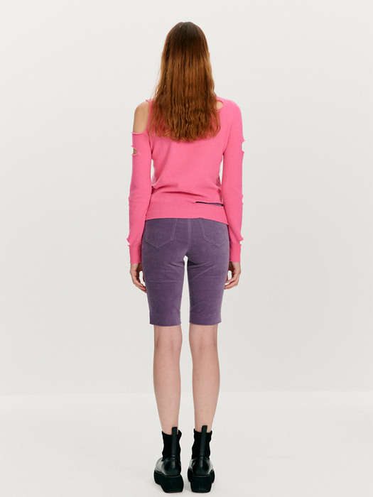 ASYMMETRIC CUT-OUT SWEATER, PINK