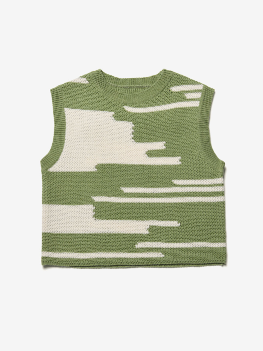 [21FW] COLOR MIXED KNIT VEST WOMAN - GREEN