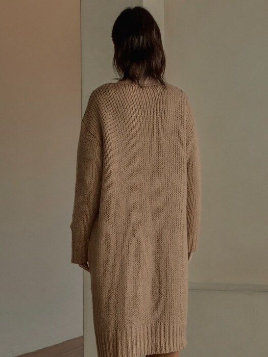 Mohair natural over long cardigan -3cololr