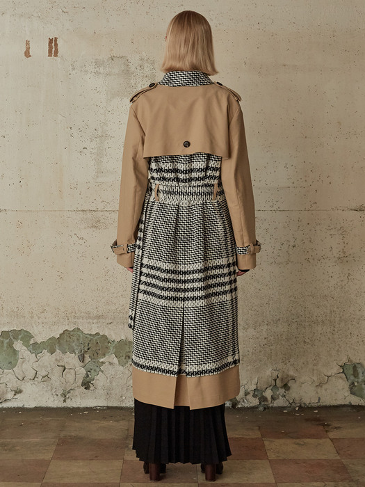 [Fabric  From Italy]  BERNARD Side Belt Trench Coat_Gingham Check