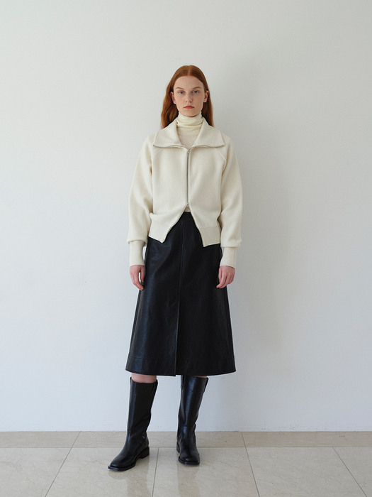  Eco Leather slit skirt