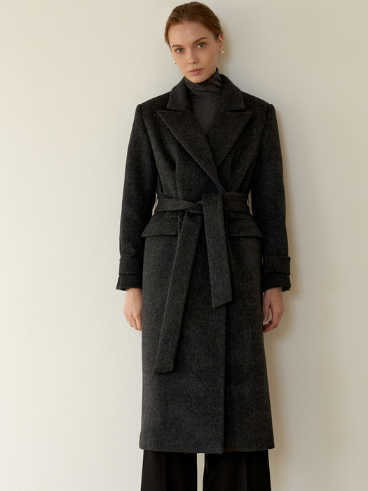 JUST GREY WOOL DOUBLE COAT