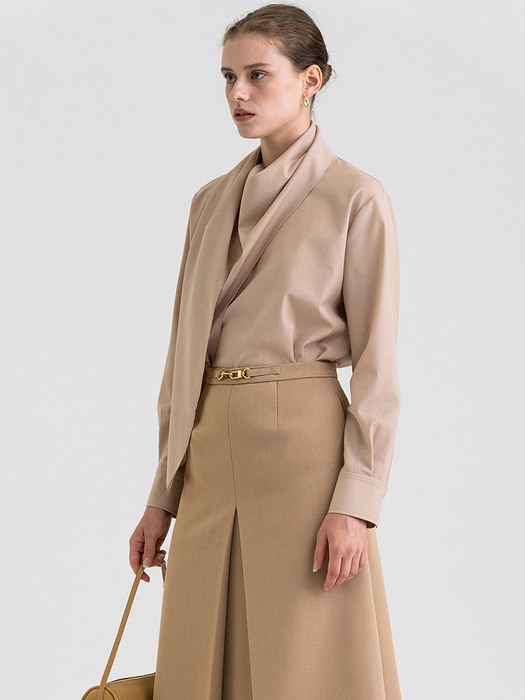 FW21 Draped Scarf Blouse Cinnamon