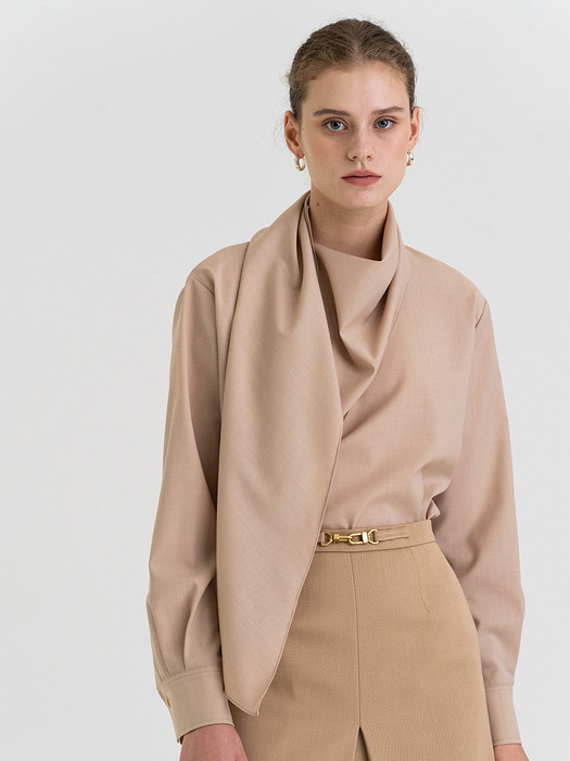 FW21 Draped Scarf Blouse Cinnamon