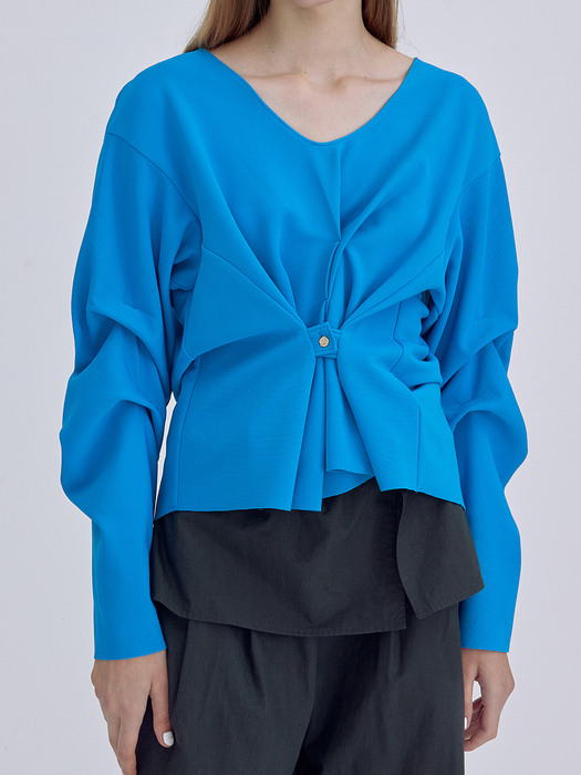 Shirring Backless Top_Blue