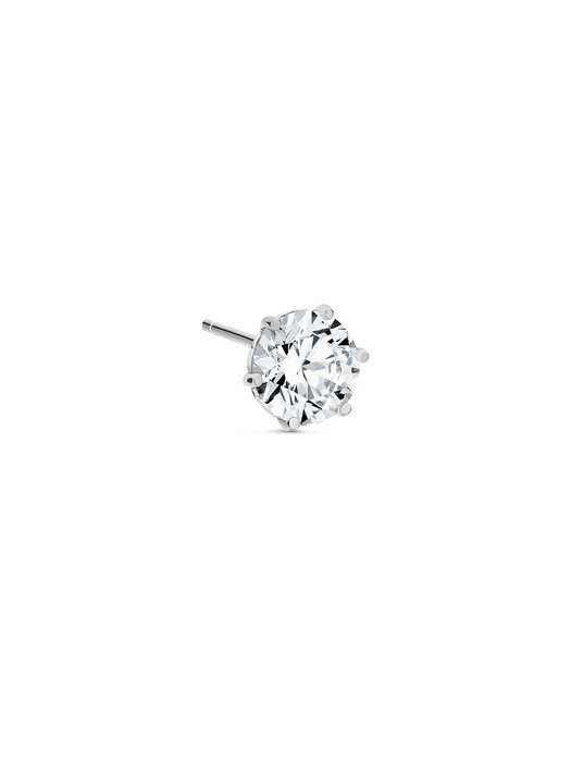 solitaire round crown earring(white gold)