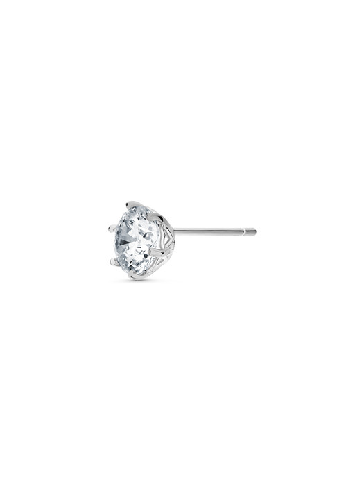 solitaire round crown earring(white gold)