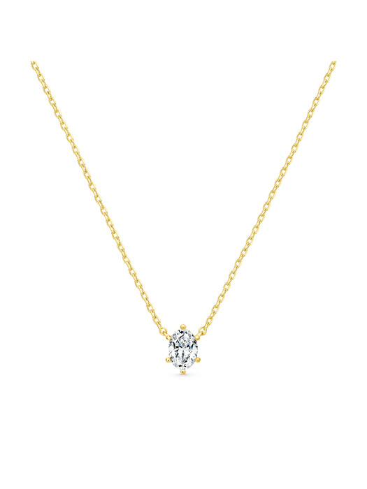 Solitaire oval necklace (yellow gold)