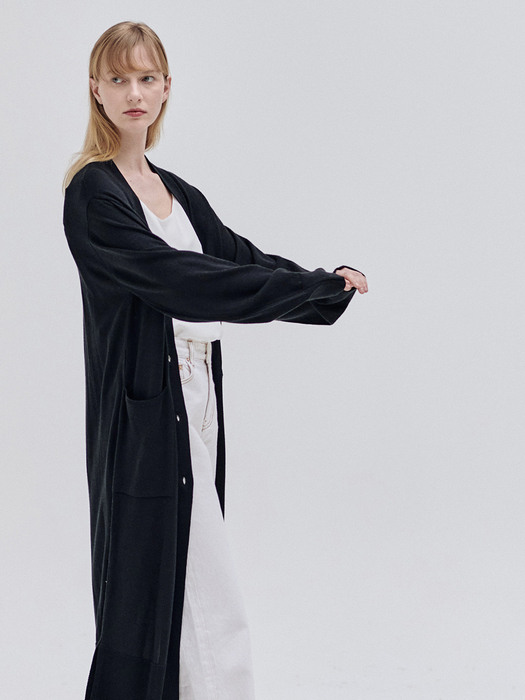 22SN basic long cardigan [BK]