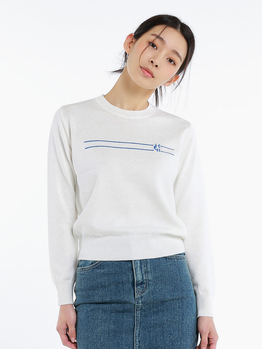 CASHMERE SIGNATURE LOGO KNIT White