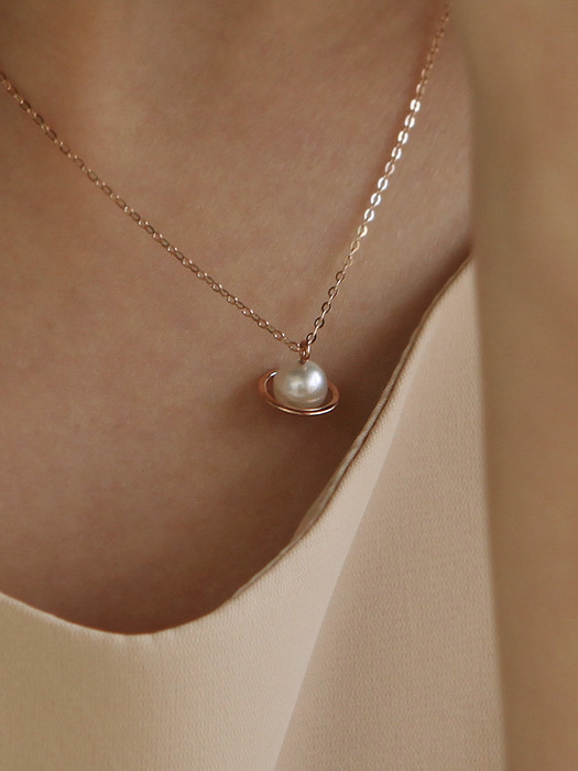 14K AAA akoya pearl planet necklace