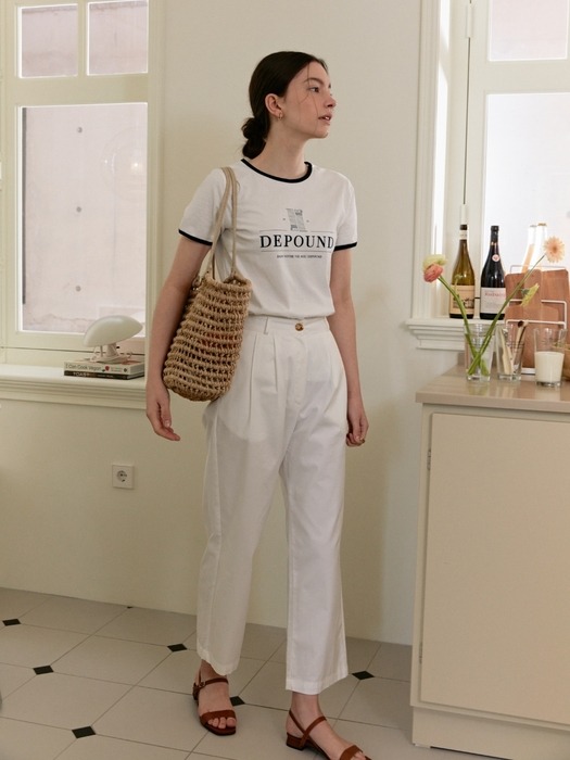 [단독] color block slim t-shirts (white)