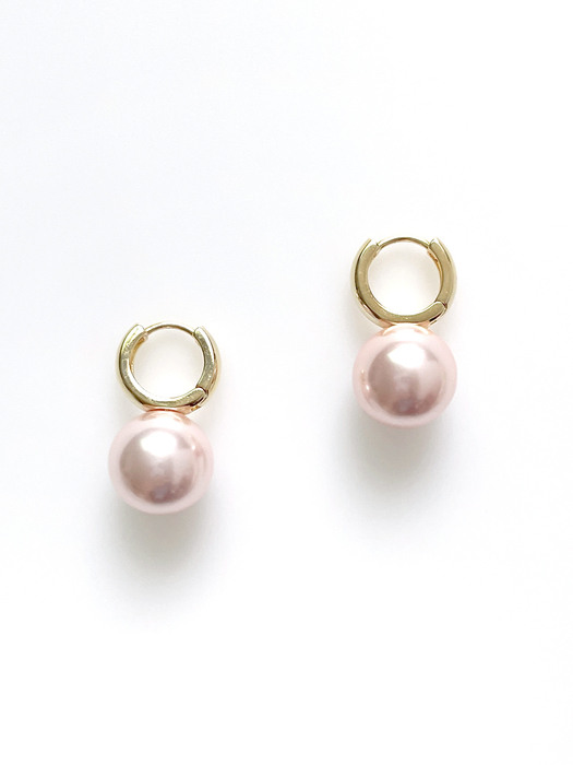 Rose Pink Pearl Hoop Earring (2color)