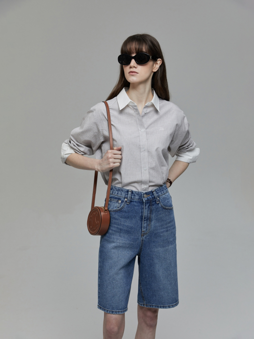 CLERIC CROPPED SHIRT GREIGE_UDBL2B223G1