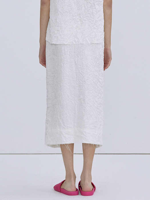 Wrinkle Glossy Skirt_White