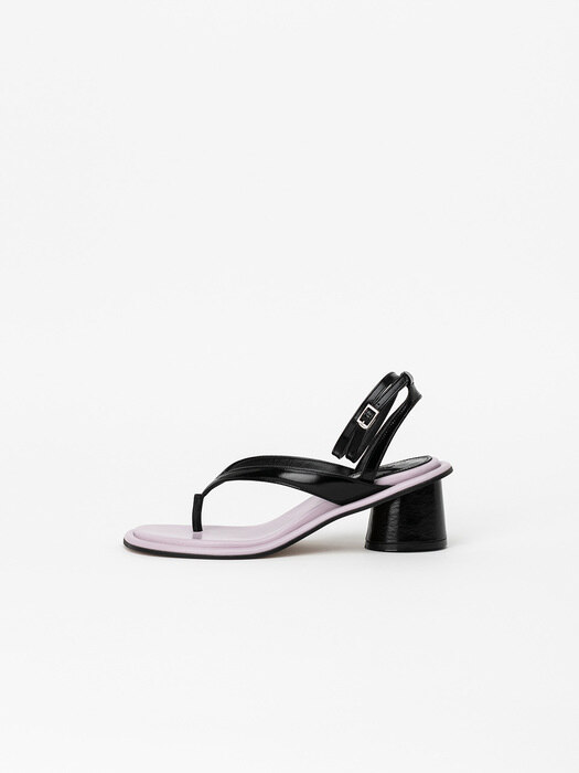 Colotum Strappy Sandals in Orchid Ice with Textured Black
