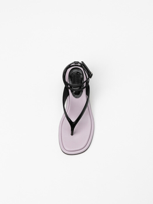 Colotum Strappy Sandals in Orchid Ice with Textured Black