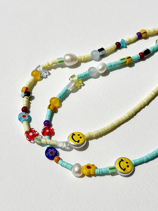[SURGICAL] SMILE PEARL AND BEADS NECKLACE AN122010