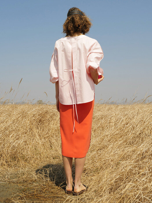 Ellery Button Skirt_Vivid Orange