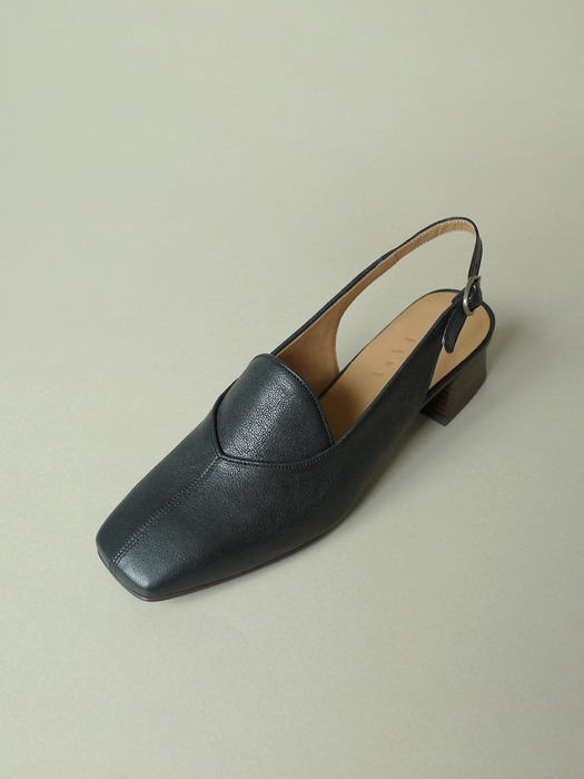  Block Heel Slingback Loafers . Black