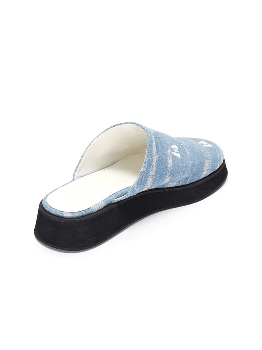 MATIN SYMBOL FLAT MULE SLIPPER IN BLUE