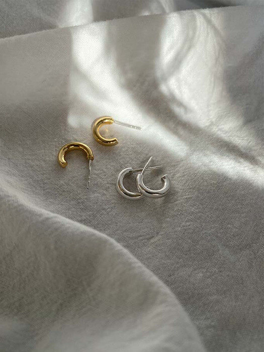 [925 silver] Deux.silver.140 / sou earring (2 color)