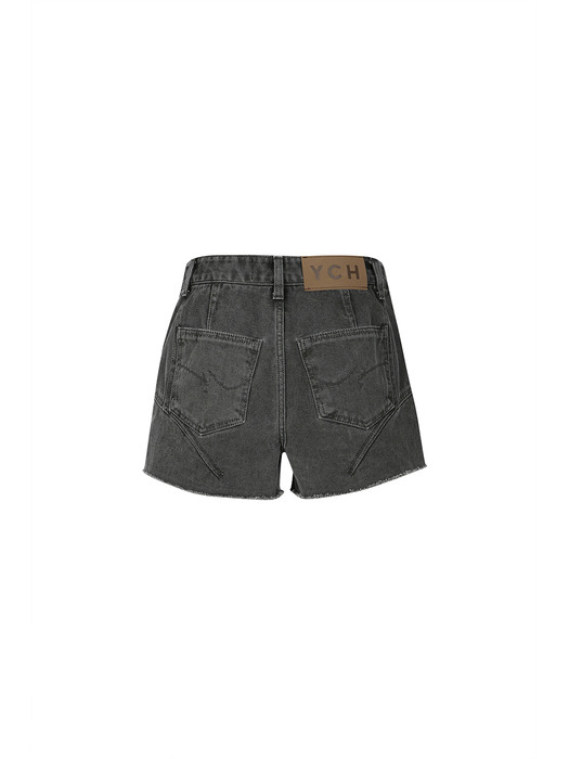 [PF22] DISTRESSED FLIPPED WAISTBAND DENIM SHORT