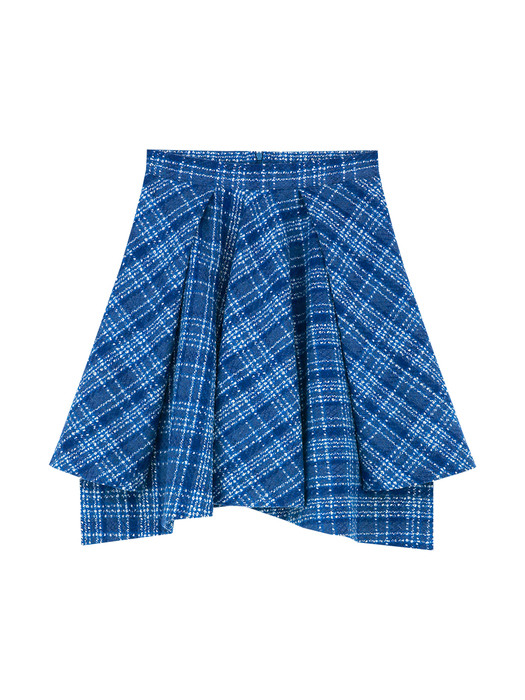 CHECK UNBALANCE SKIRT (BLUE)