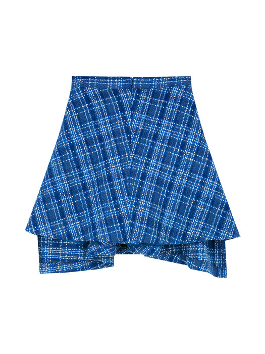 CHECK UNBALANCE SKIRT (BLUE)