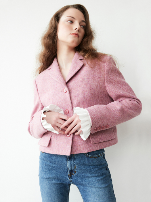 Classic short wool jacket 002 Pink