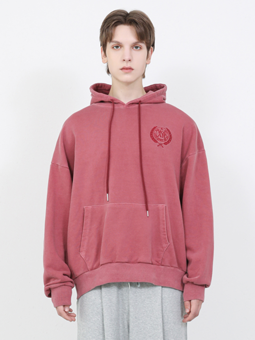 T016 PIGMENT OVER-FIT HOOD T-SHIRT_RED