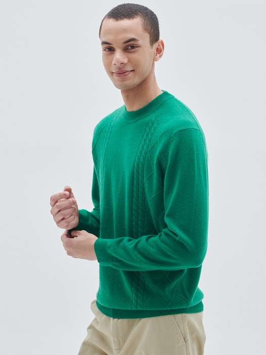 [M23MPU002]케이블 조직 풀오버Cable Pullover(Pine tree)