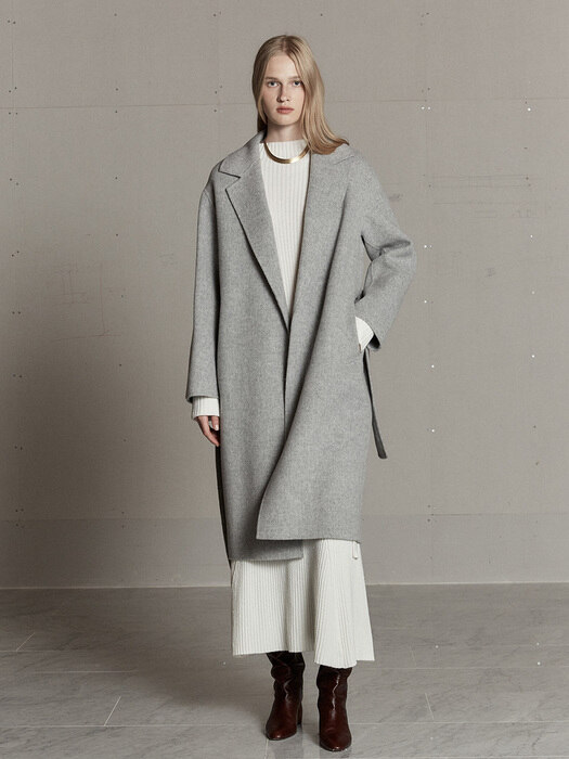 NU MANET Cashmere Blended Handmade Coat_Soft Gray