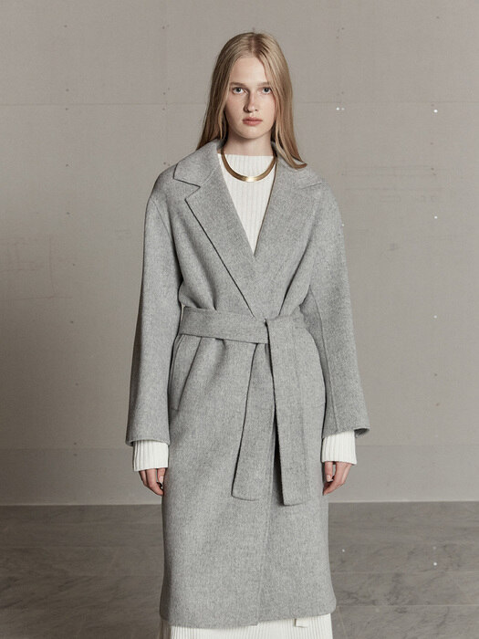 NU MANET Cashmere Blended Handmade Coat_Soft Gray