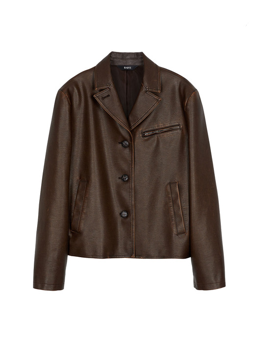 Fake Leather Vintage Jacket in Brown VL2AJ440-93