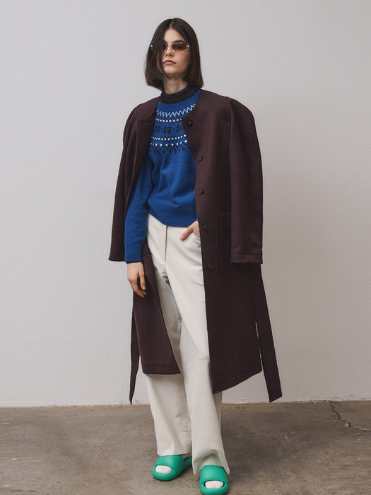 Silhouetted Collarless Coat_QWCAX22614PPX