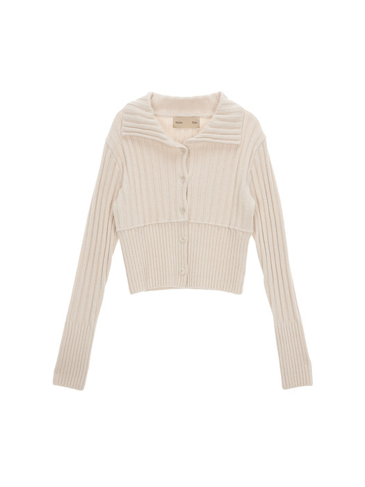 SEMI CROP KNIT CARDIGAN IN BEIGE